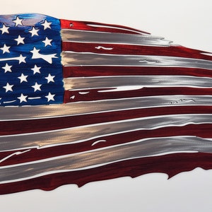 Tattered Flag - US Flag Veteran Metal Wall Art