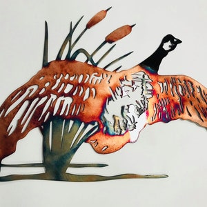 Solo Goose Hunting Labrador Scene Northwoods Metal Wall Art