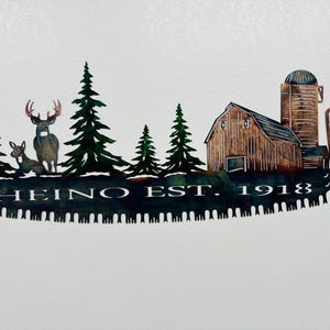 Two Man Crosscut Saw Whitetail and Farm Scene