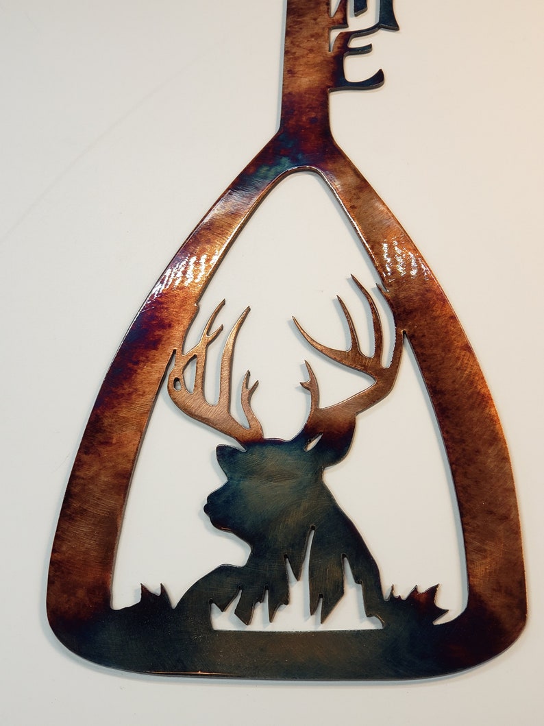 Canoe Paddle Bedded Buck Northwoods Metal Wall Art Etsy