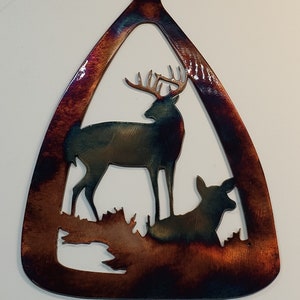 Canoe Paddle Alert Buck  Northwoods Metal Wall Art