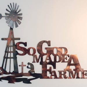 So God Made a Farmer Home Decor Metal Wall Art