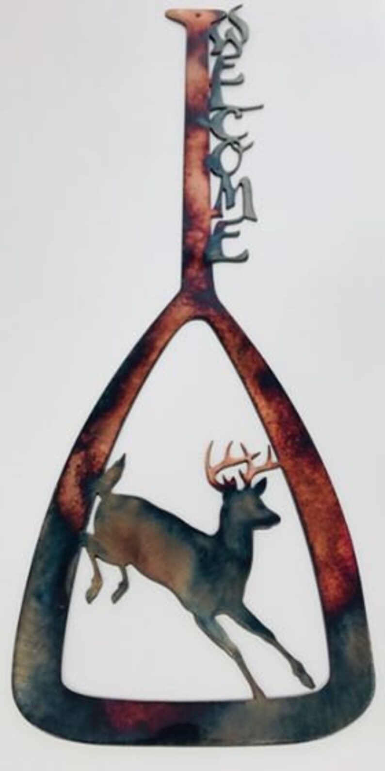 Canoe Paddle Running Buck Home Decor Metal Wall Art Etsy