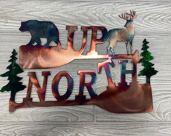 Up North Buck And Bear Home Decor Northwoods Metal Wall Art