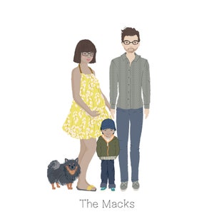 Portrait de famille personnalisé | Famille de dessins animés | Cadeau d'anniversaire | Portrait de famille | Cadeau de mariage | Portrait personnalisé | Portrait d'animal de compagnie | Impression
