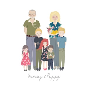 Extra Large Custom Family Portrait | Digital Portrait | Cartoon Family Portrait | Family drawing | Custom Pet Portrait | Extended Family