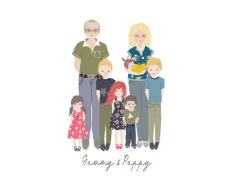 Extra Large Custom Family Portrait | Digital Portrait | Cartoon Family Portrait | Family drawing | Custom Pet Portrait | Extended Family