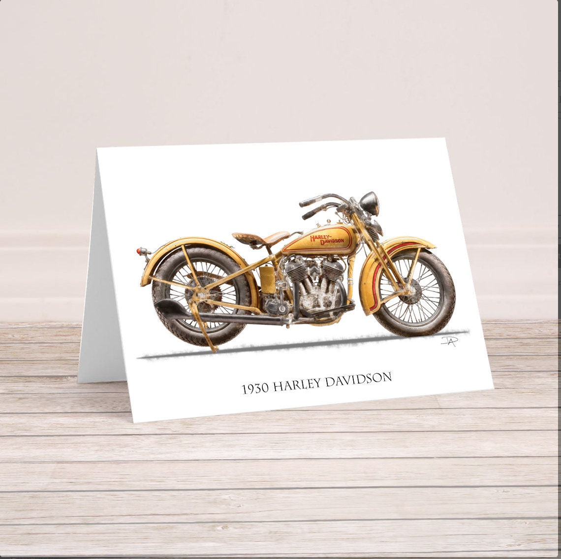 1930 Harley Davidson carte 5 x 7. Art de la moto cadeau Etsy France