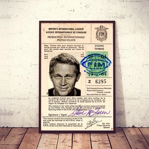 Steve McQueen Poster,36&quot;x24&quot;, Motorcycle art, fathers day, husband, dad, Boyfriend, garage art, office art, vintage icon