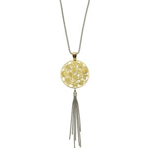 Tolerance Stainless Steel Tassel Pendant - Yellow Gold with Silver Chain