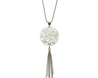 Tolérance Stainless Steel Tassel Pendant avec 30" Silver Chain