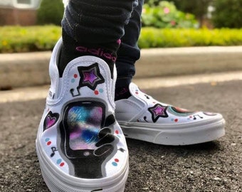 CUSTOM kids Vans slip on sneakers