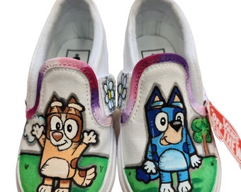 CUSTOM kids Bluey Vans slip on sneakers