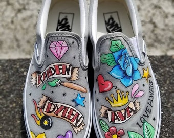 CUSTOM Vans slip on sneakers