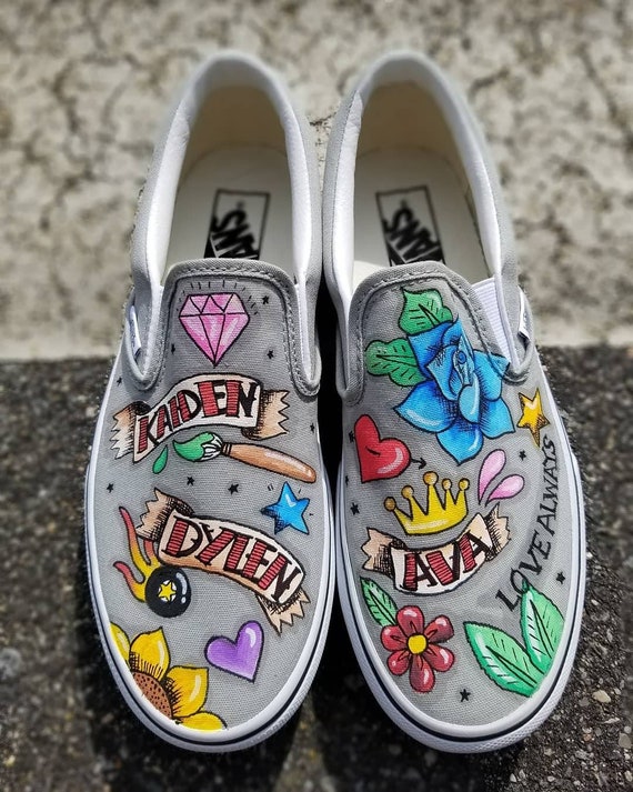 CUSTOM Vans Slip on Sneakers 