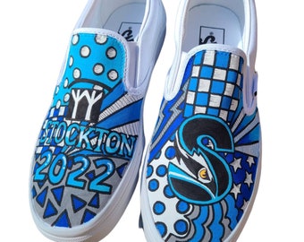 CUSTOM graduation Vans slip on sneakers