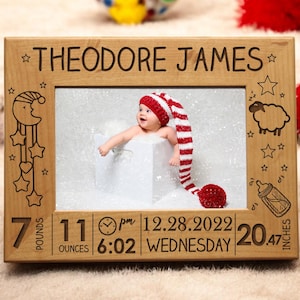 Adorable Moon and Sheep Personalized Baby Picture | Birth Announcement Frame | Newborn Picture Frame  | New Baby Gift | Nursery