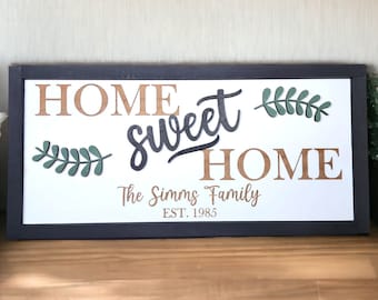 Custom Couple Name and Date White | (3D SWEET) Sweet Home Sign | Closing Gift | House Warming Gift | Wedding Gift | Valentines Day Gift