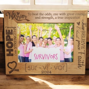 Cancer Survivor | Personalized Picture Frame | Warrior | Breast Cancer | Faith | Inspirational | Hope | Strength | Gift for Survivor