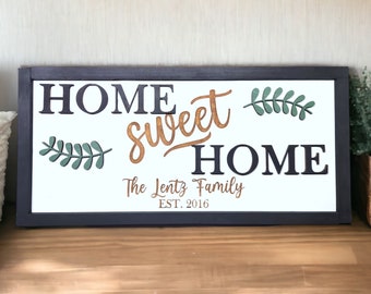 Custom Couple Name and Date White | (3D Home) Sweet Home Sign | Closing Gift | House Warming Gift | Wedding Gift | Valentines Day Gift