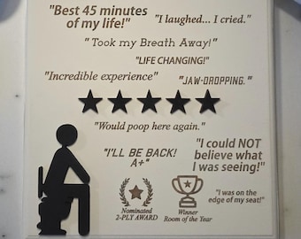 5 Star Would Poop Here Again | 3d Wood Wall Sign | Funny Bathroom Sign | Satire | Bathroom Humor | Funny Gift | Satire Gift