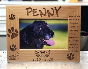 Dog Wings Memorial Picture Frame | Personalized Sympathy Gift | Tribute | Custom Dog Loss | Pet Loss | Remembrance Gift