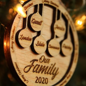 Our Family Christmas Ornament |  Personalized Names/Dogs/Cats | Merry Christmas Border | Christmas Gift | Family Gift | Christmas Ornament