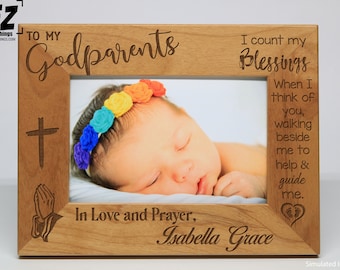 Godparents | Godmother | Godfather Praying Hands | Personalized Baby Picture Frame | Newborn Picture Frame  | New Baby Gift | Nursery