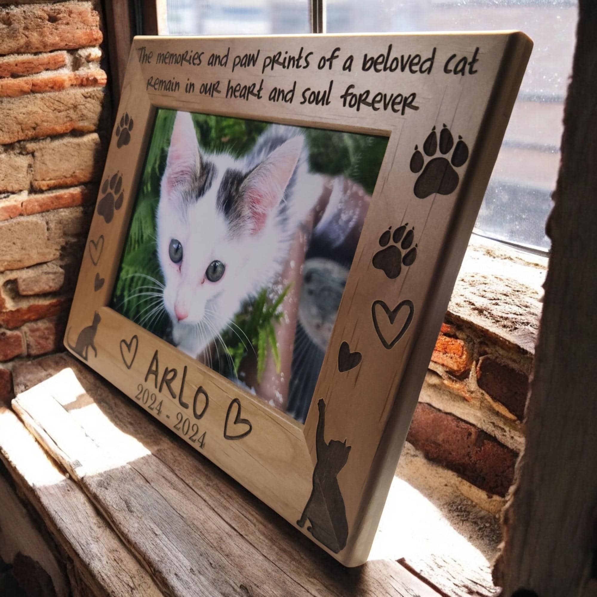 Cat Memorial Picture Frame | Memories of Paw Print Cats | Personalized ...