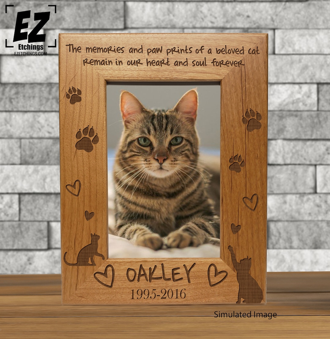 Cat Memorial Picture Frame | Memories of Paw Print Cats | Personalized ...