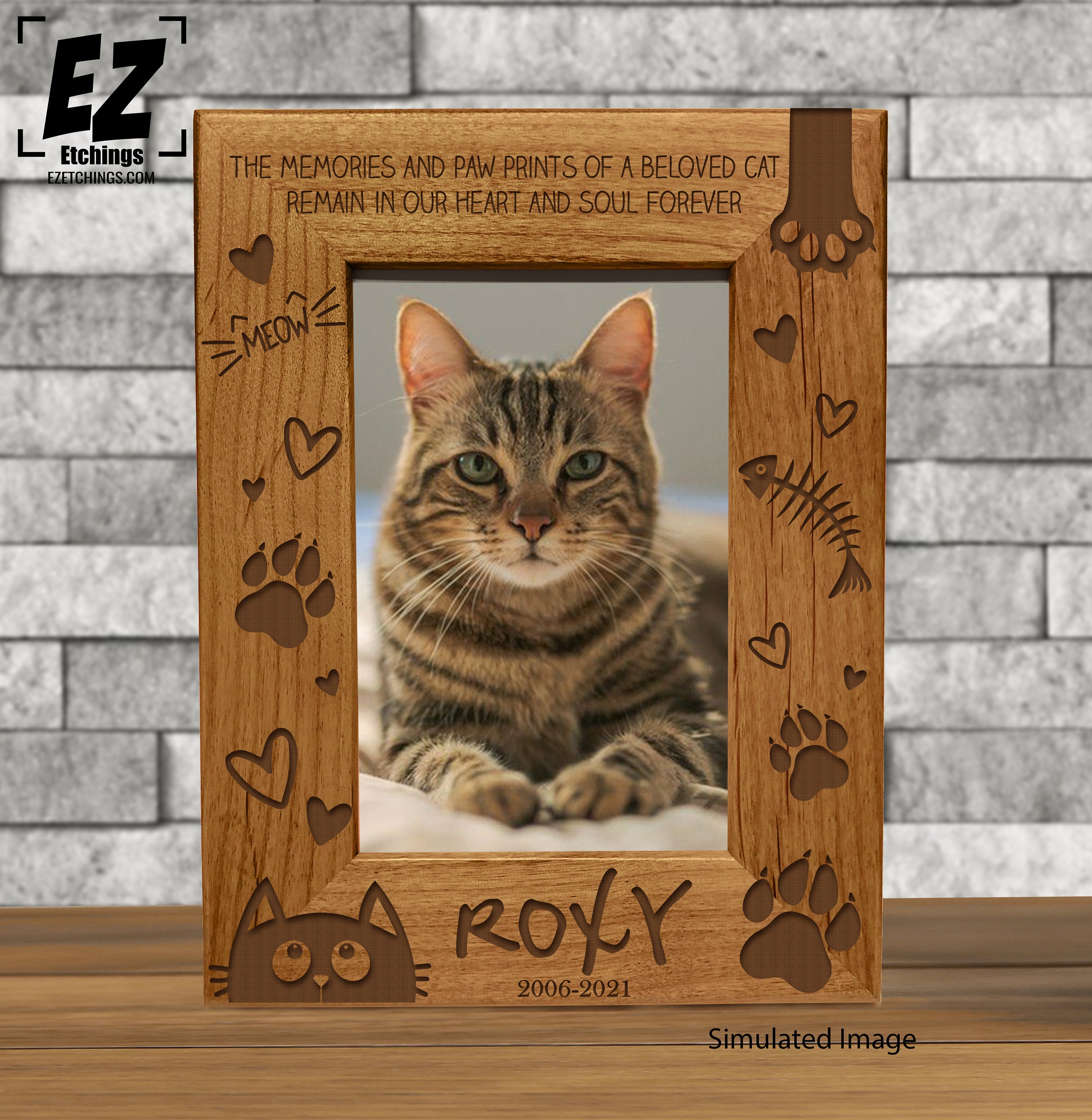 Cat Memory Photo Frame Cat Memorial Picture Frame Memories of Paw Print - Etsy