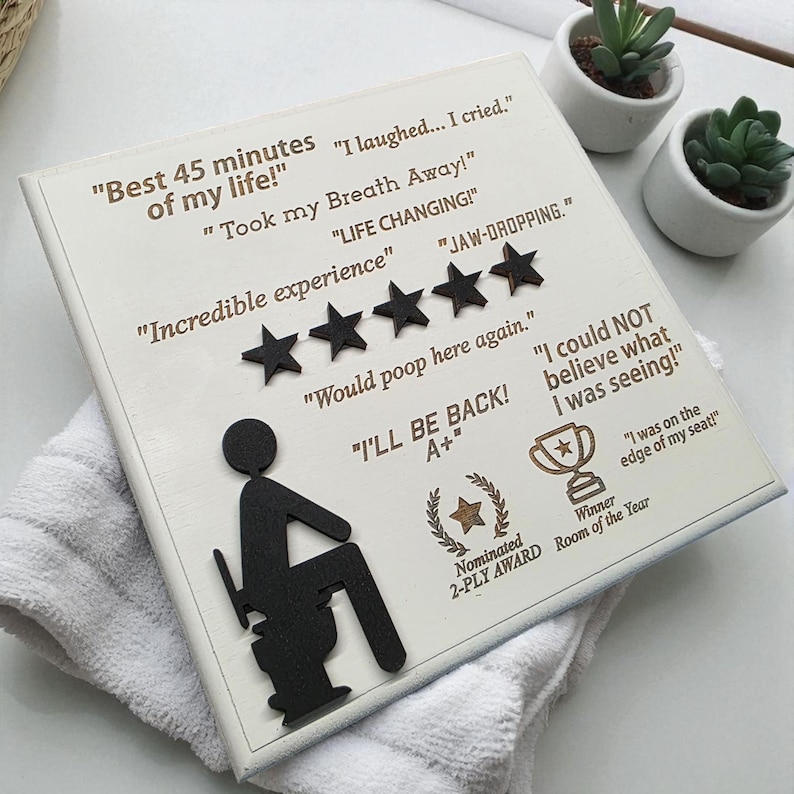 5 Star Would Poop Here Again | 3d Wood Wall Sign | Funny Bathroom Sign | Satire | Bathroom Humor | Funny Gift | Satire Gift image 6