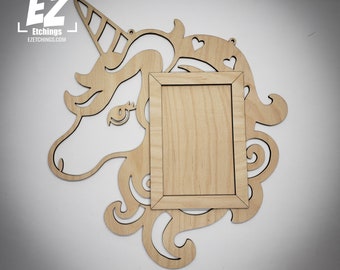 DIY Unicorn picture frame | 4x6 Frame Natural Wood | Ready to be painted and assembled | *Comes Disassembled*