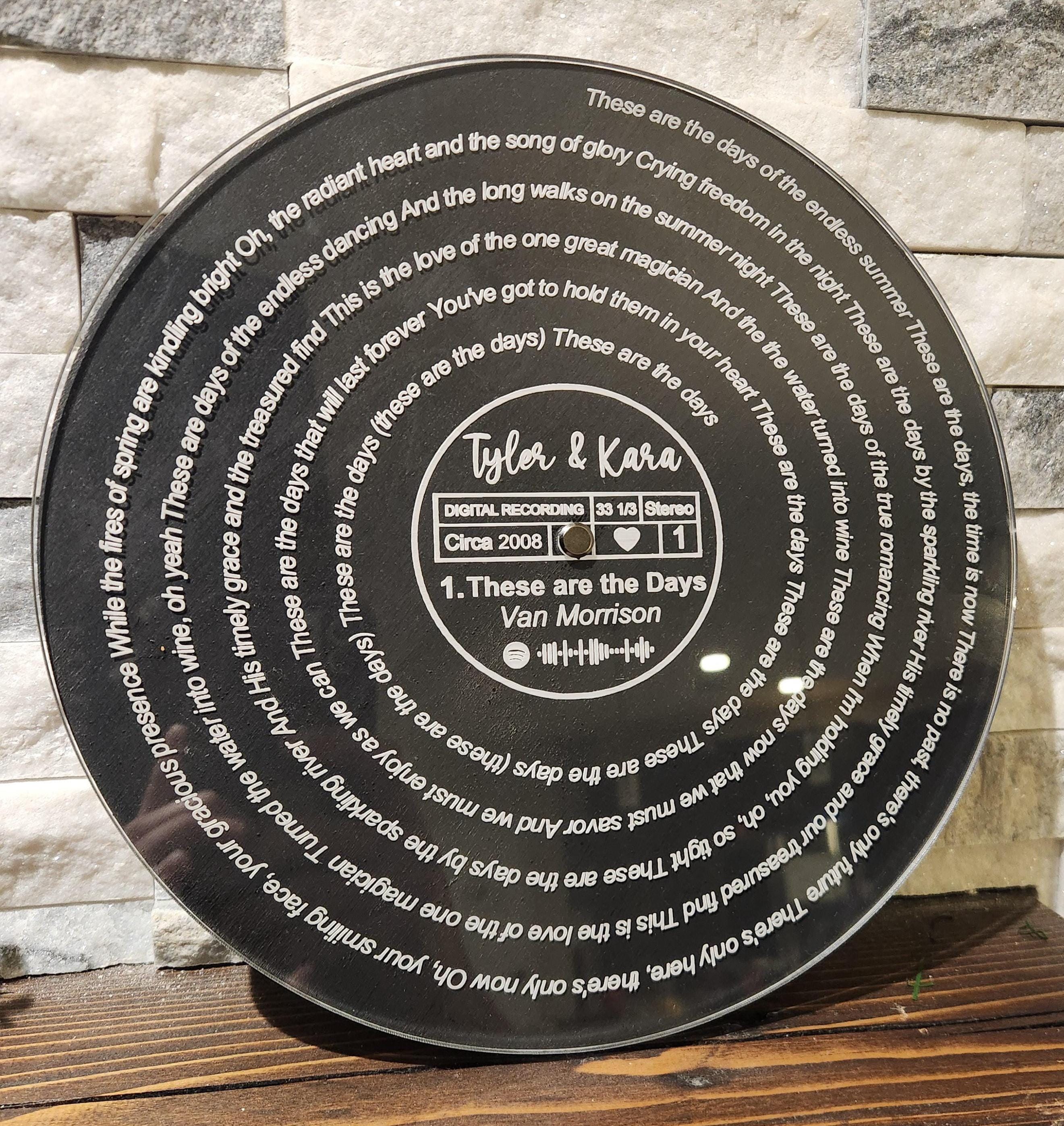 Custom Acrylic and Wooden Vinyl Decor - Personalized Wedding Song Lyrics Engraved, First Dance Anniversary Gift, Custom Song Lyric Art