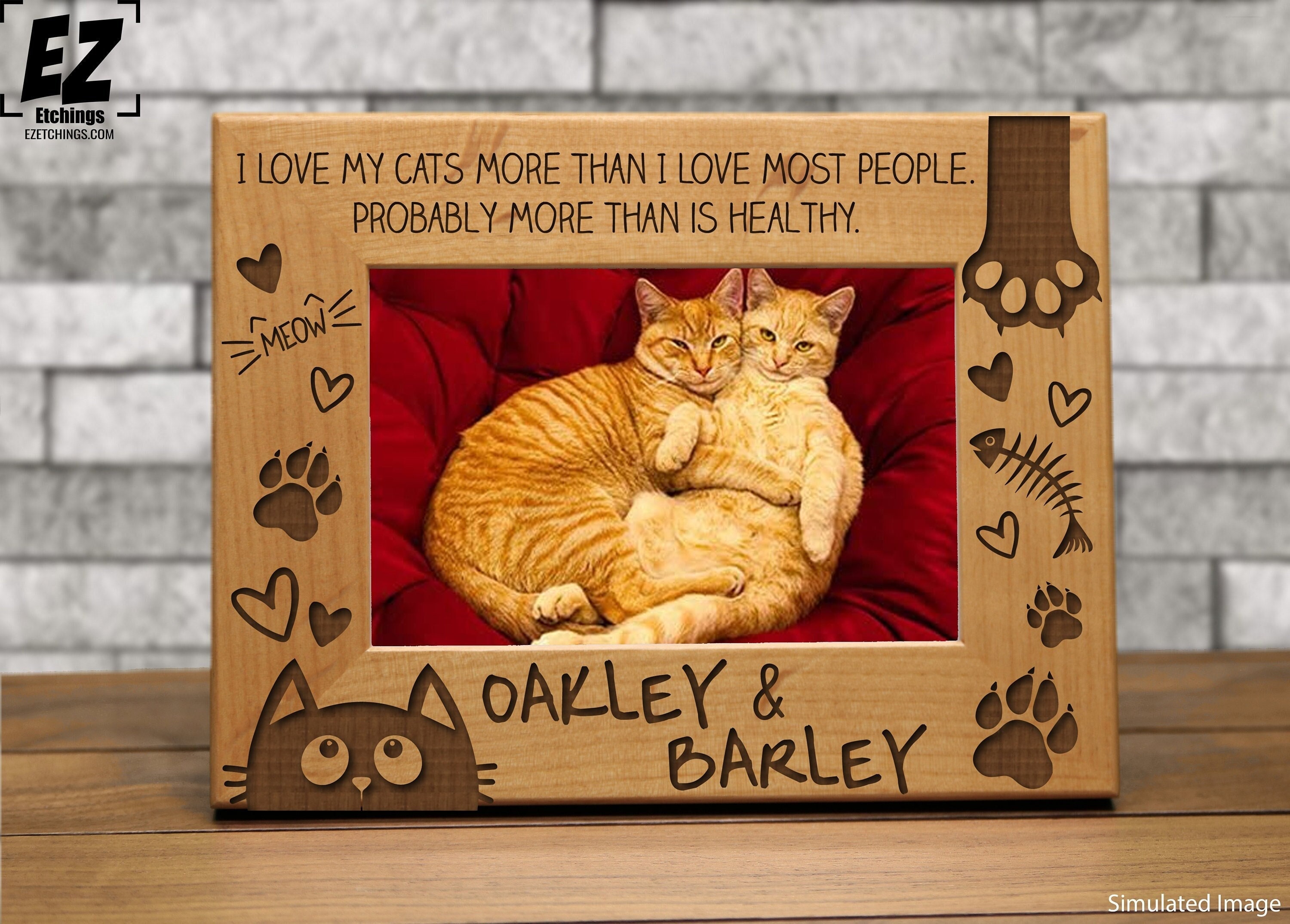 Cat Picture Frame | I love my cat (s) more than I love people | Personalized Gift | Custom Gift