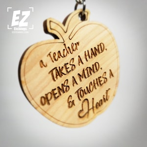 Teacher Appreciation Keychain | 2 Sided |Teacher name and "A Teacher Takes a Hand, Opens a Mind and Touches a Heart" | Gift for Teacher