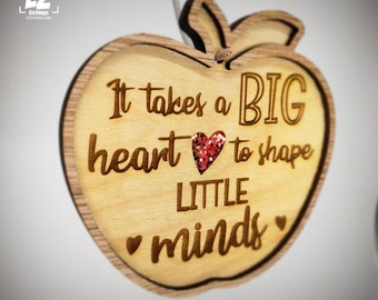 Teacher Appreciation | It takes a BIG heart to shape LITTLE Minds Gift Tag | Ornament | Teacher Gift | Gift from Student | Gift for Teacher