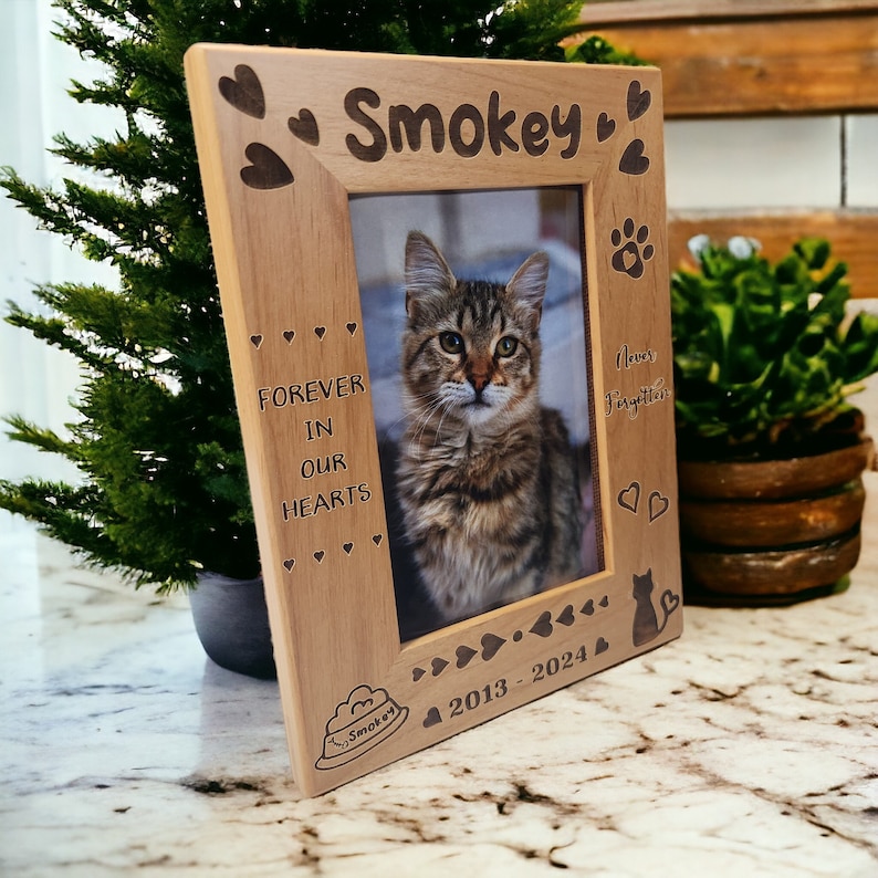 Cat Memorial Picture Frame | Forever in Our Hearts | Personalized ...