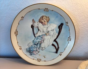 Vintage 1989 Hamilton Collection "The Seamstress" Plate | Maud Humphrey Bogart Little Ladies Porcelain Collector Plate | Victorian Girl Deco