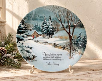 Plato navideño vintage de Robert Laessig de 1975 / Serie Escena Invernal II / Plato de porcelana de 26,7 cm (10,5 pulgadas) para coleccionistas