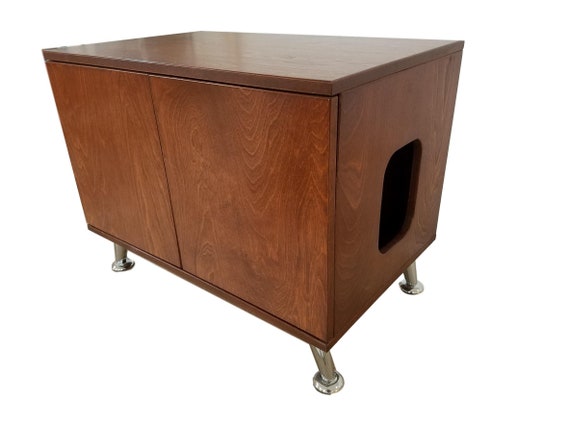 Double Divided Modern Cat Litter Box Cabinet Any Color Etsy