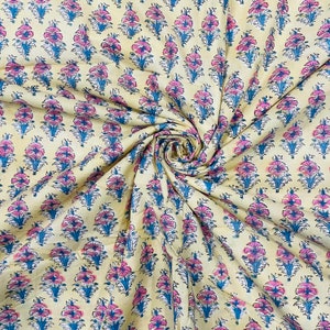 Beautiful Indian Hand Block Printed Cotton Fabric Floral Print Fabric Indian Block Print Fabric Hand Dye Fabric Voile Fabric