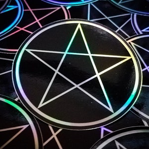 Pentagram Sigil Holographic Sticker, Witchy Occult Gift, Pentacle Sticker