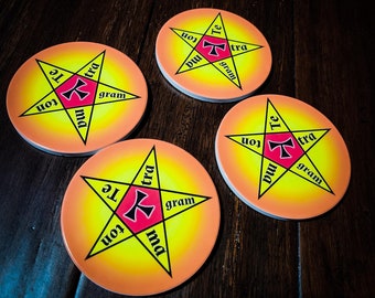 Pentacle of Solomon - Tetragrammaton Altar Tile Coasters