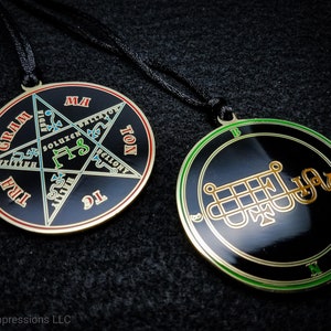 Brass Bune Sigil Pendant // Ars Goetia Demon Seal Necklace // Lesser Key of Solomon Goetic Ritual Amulet for Evocation of Summoning Spirits