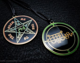 Brass Bune Sigil Pendant // Ars Goetia Demon Seal Necklace // Lesser Key of Solomon Goetic Ritual Amulet for Evocation of Summoning Spirits