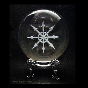 Chaos Star Crystal Ball with stand // Chaos Sphere Scrying Ball