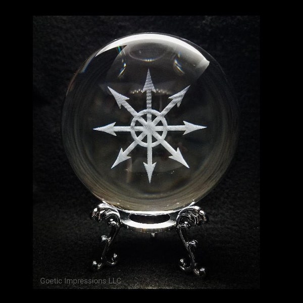 Bola de cristal Estrella del Caos con soporte plateado (80 mm)