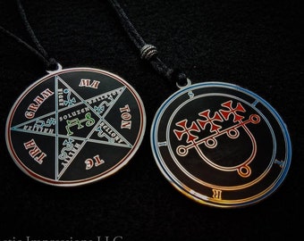 Sitri Sigil Goetia Seal Necklace for Goetic demon summoning rituals from the Lesser Key of Solomon Occult Grimoire, TETRAGRAMMATON on back