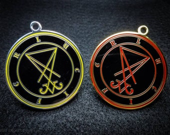 Colgante con el símbolo de Lucifer, medallón satánico del Camino de la Mano Izquierda